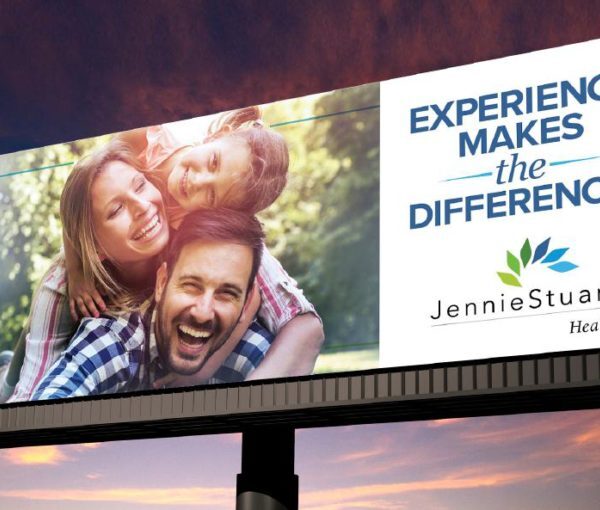 A billboard for Jennie Stuart Health designed by AcrobatAnt