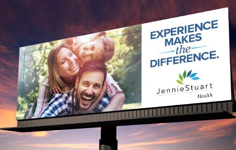 A billboard for Jennie Stuart Health designed by AcrobatAnt