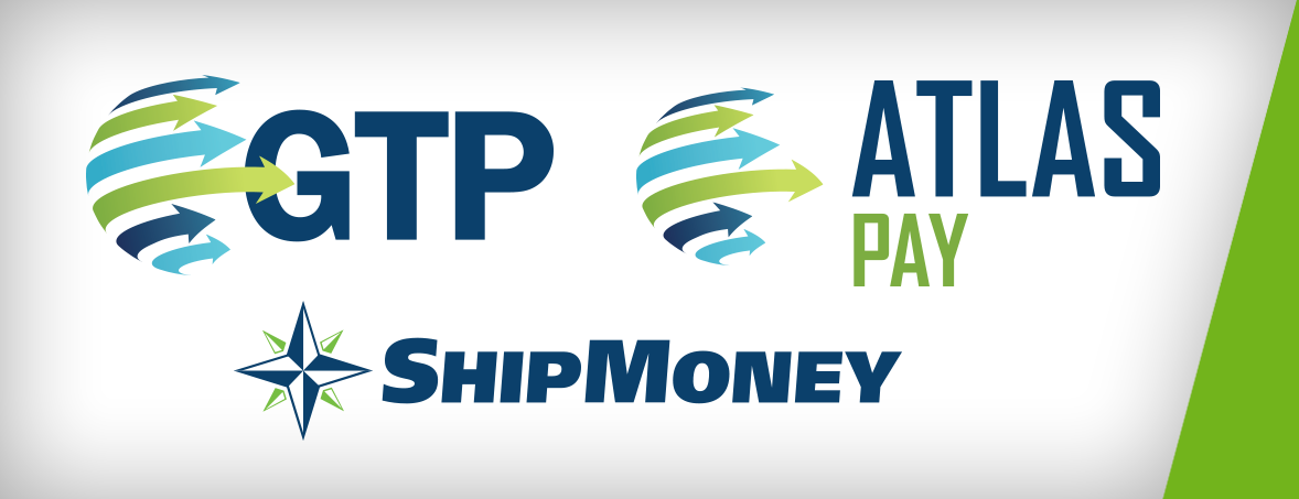 GTP, AtlasPay, and ShipMoney logos