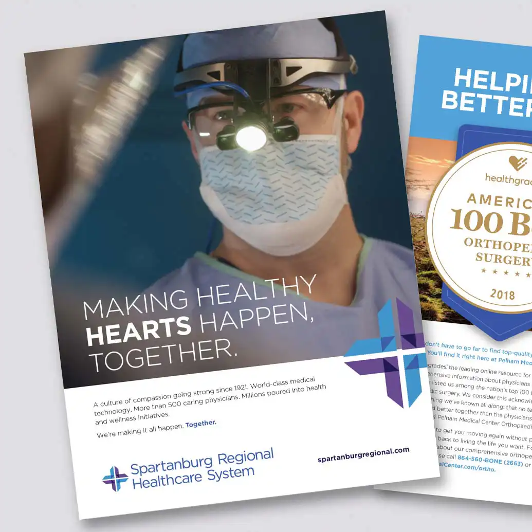 Marketing materials for Spartanburg Regional Healthcare System designed by AcrobatAnt.