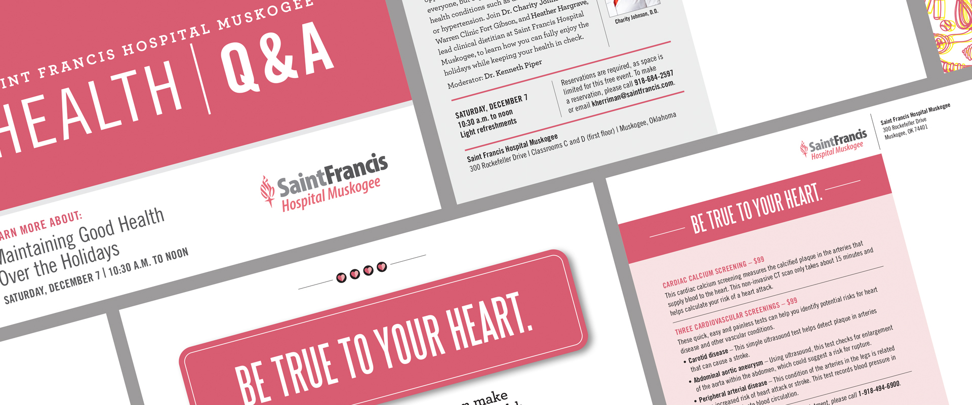 Marketing materials for Saint Francis Health System designed by AcrobatAnt.