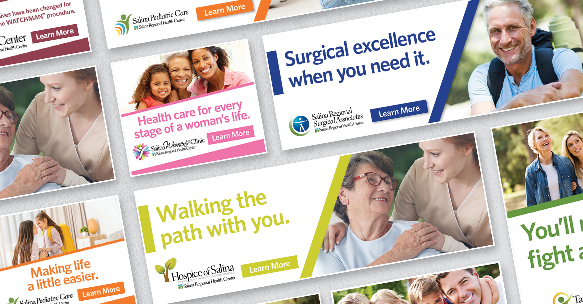 Marketing materials from Salina Regional Health Center designed by AcrobatAnt.