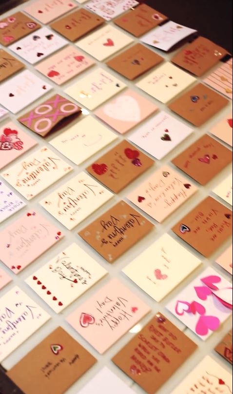 Array of valentines day cards.