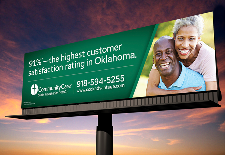 A mock-up of a Community Care billboard advertisement designed by AcrobatAnt.