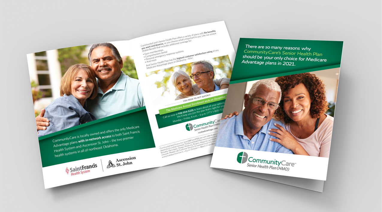 Marketing materials for Community Care designed by AcrobatAnt.