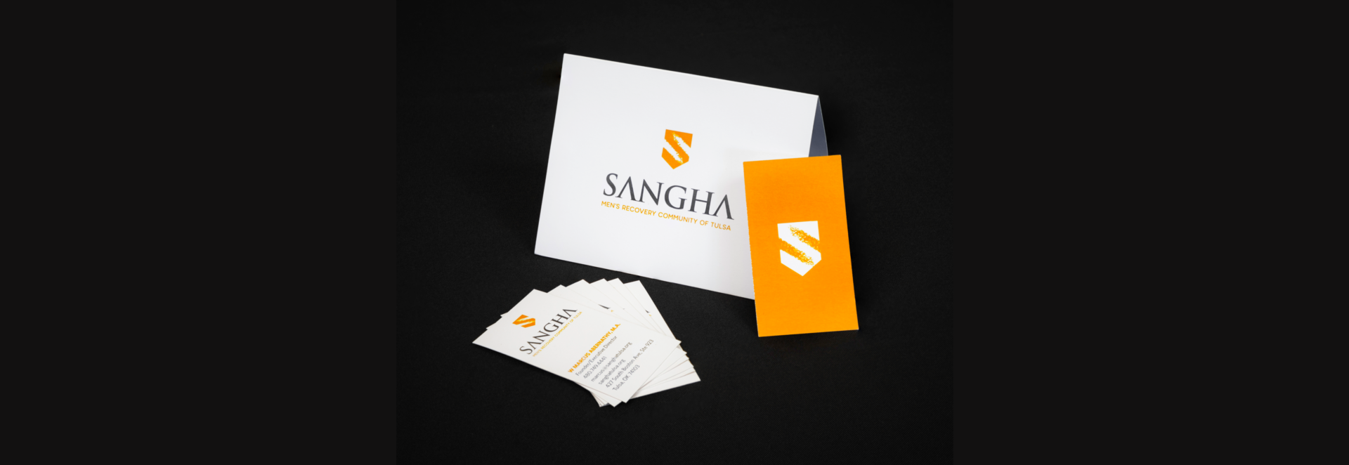 Branded stationary for Sangha Men's Recovery Community designed by AcrobatAnt.