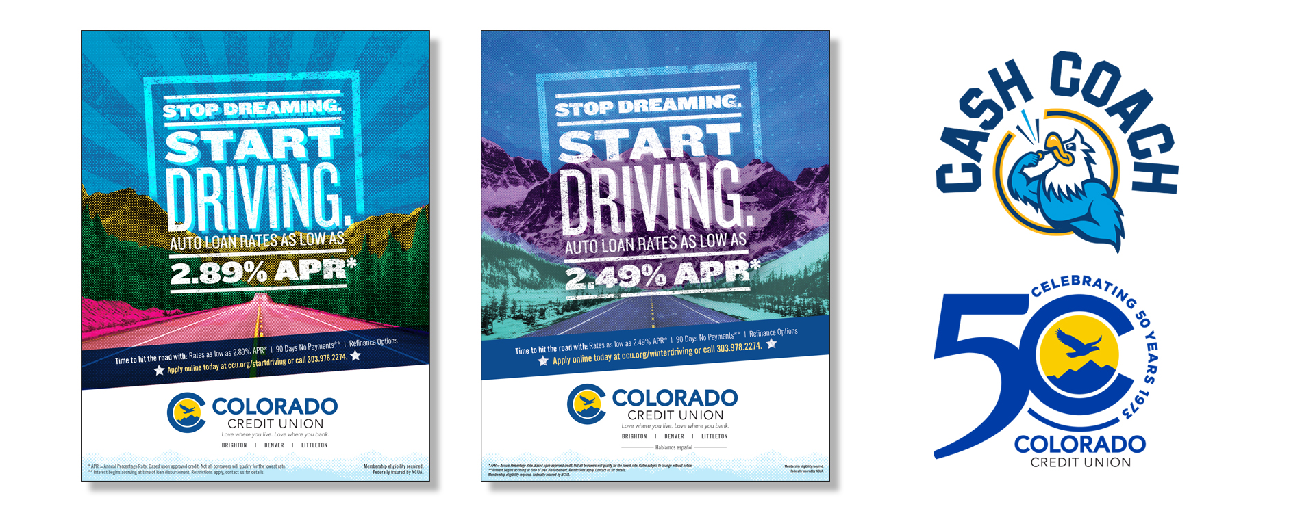 Colorado Credit Union logos and marketing materials designed by AcrobatAnt.