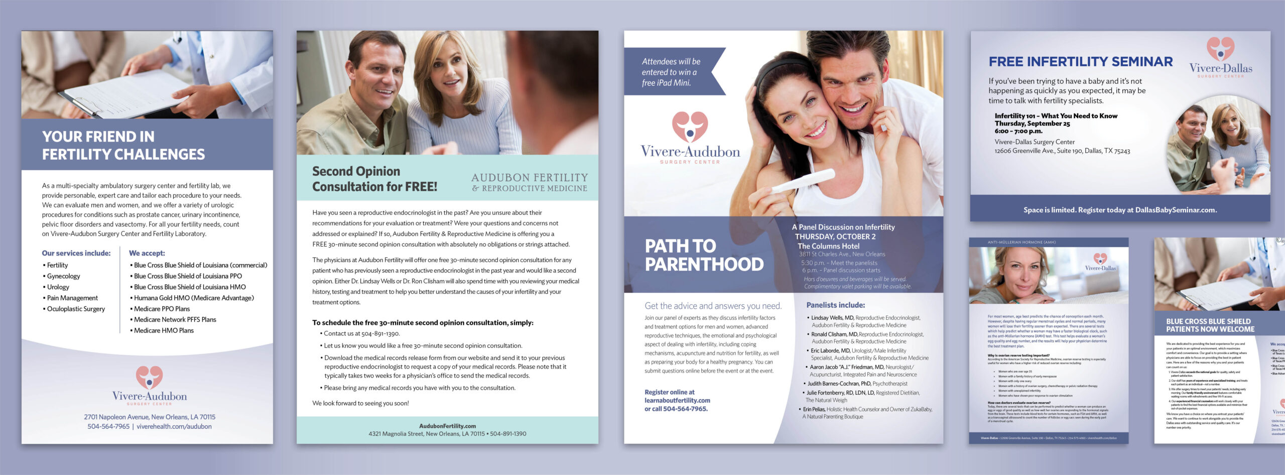 An image showcasing Vivere Health print materials designed by AcrobatAnt