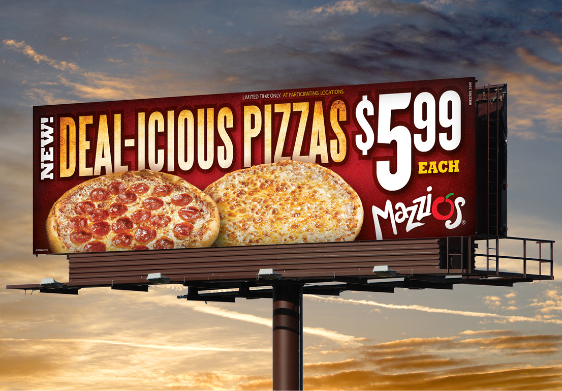 A mock-up of a billboard for Mazzio's designed by AcrobatAnt.