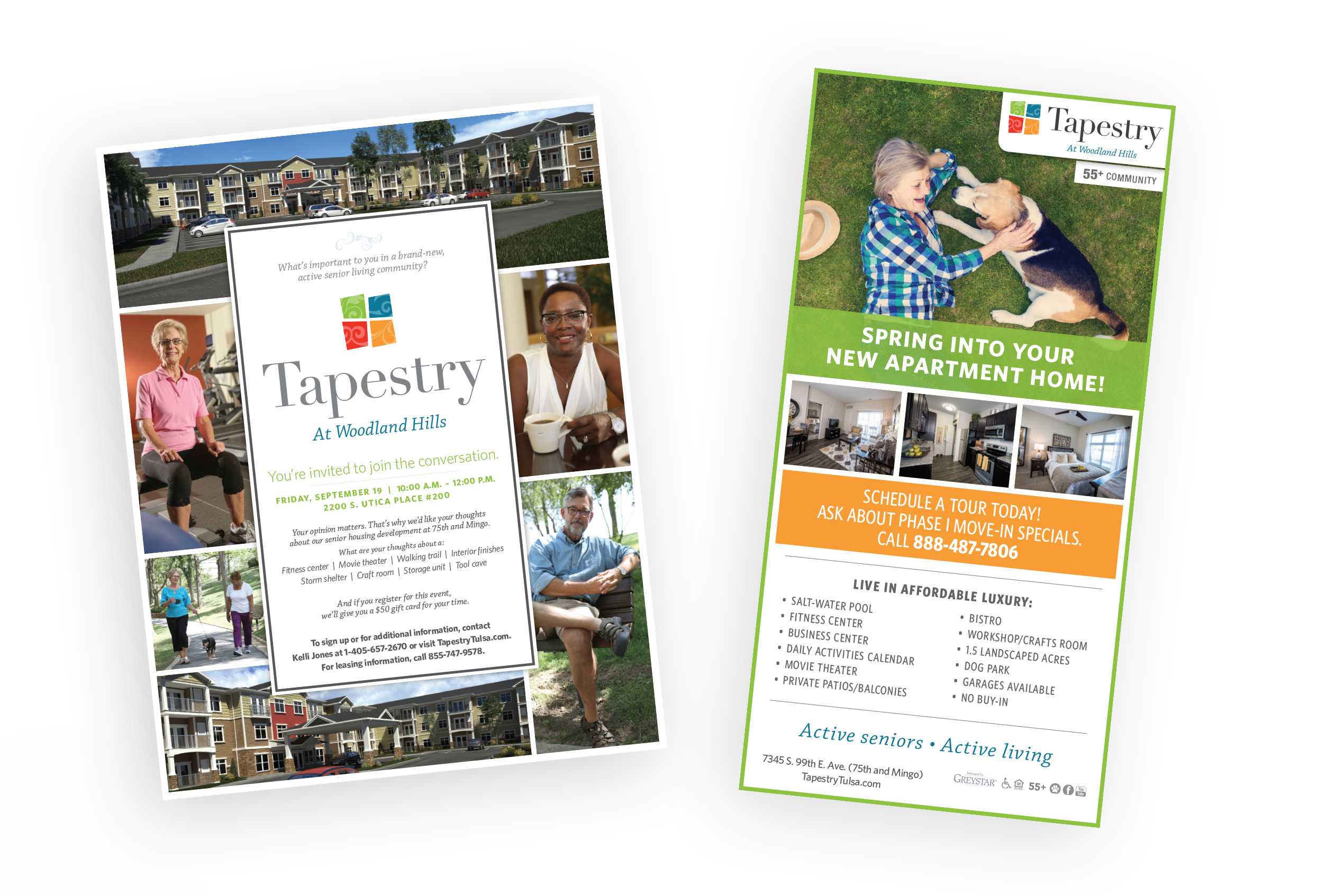A mockup of marketing materials created by Acrobatant for Tapestry.
