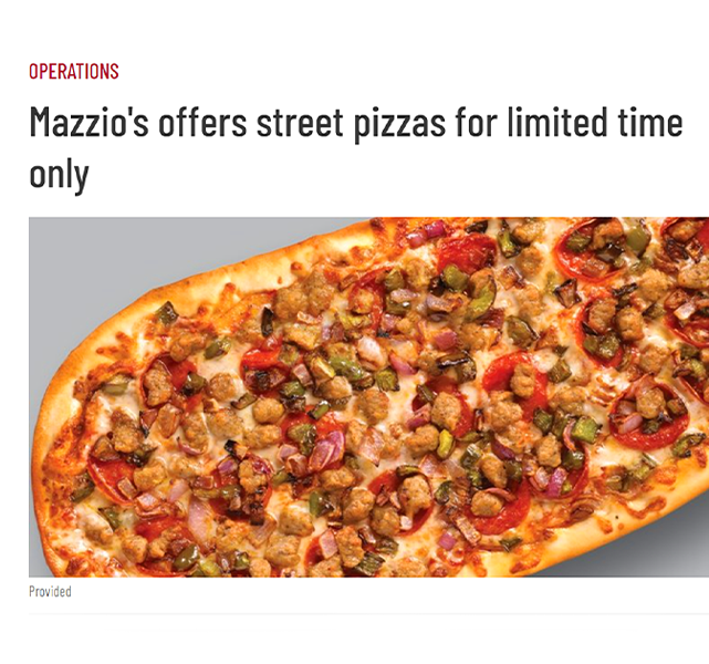 PR content covering Mazzio's Street Pizzas